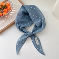 Blue polka dot cotton scarf for hair and neck with 100% natural cotton material - Blue Polka Dot (03Cotton-散点蓝)