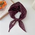 Deep purple cotton neck scarf with white polka dot pattern for women's fashion - Wine Red Polka Dot (04Cotton-散点酒红)