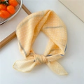 Light yellow polka dot cotton linen neckerchief with blue stripes tied in a bow - Yellow And Blue Polka Dot