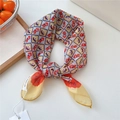Yellow polka dot square scarf with Little Red Riding Hood pattern and knot detail - Little Red Riding Hood Grid Yellow (25be)