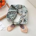 Foulard quadrato in cotone e lino verde chiaro con motivo Paisley e bordo arancione - Verde Rosso Paisley (17be)