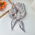Leinen-Baumwollschal mit Blumenmuster, blauem Rand und elegantem Knoten-Detail - Mittagsblumensamen (19Cotton-Mittagsblumensamen)