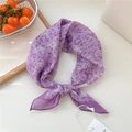 Foulard quadrato viola con stampa leopardata e floreale in misto cotone e lino - Floreale Leopardo Viola (20be)