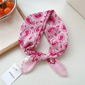 Foulard quadrato rosa con motivo paisley in cotone e lino con etichetta di qualità - Paisley Labbro Rosa Rossa (27be)