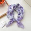 Foulard quadrato in cotone e lino con stampa paisley viola e targhetta di marca - Paisley Labbro Viola (29be)