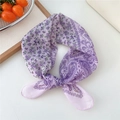 Purple floral cotton-linen neckerchief with paisley patterns for women styling - Floral Large Paisley Purple Frame