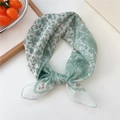 Mint green paisley dot square scarf for women in lightweight cotton linen fabric - Floral Large Paisley Green Frame
