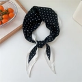 Polka dot diamond silk scarf in black and white with a classic knot tie styling - 120x36cm / Black White Polka Dot