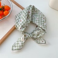 Foulard en coton vert à carreaux avec imprimé marguerites et bords cousus - 10-Quadrillage Marguerite Vert (Coton)