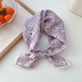 Foulard en coton violet clair à carreaux avec imprimé marguerites blanches chic - 11-Quadrillage Marguerite Violet (Coton)