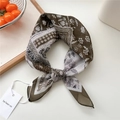 Olive green paisley silk scarf with classic floral patterns and white contrast border - 02be-Geometric Floral Green