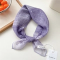 Elegant purple paisley print linen-silk square scarf with a minimalist knotted style - 03be-Plaid Dot Paisley Purple