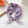 Lavender cotton linen scarf with paisley rose pattern and classic brand tag - Color Block Rose Purple