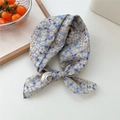 Petit foulard en coton bleu à fleurs blanches, noué élégamment en forme de nœud - 18-Mauve Blanche (Coton)