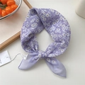 Purple floral cotton linen scarf featuring delicate white petals and a knotted design - Simple Leaf Egg Flower Purple