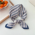 Breathable cotton linen scarf with vintage navy and brown stripes on light beige fabric - Beige Stripe