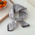 Breathable cotton linen gray square scarf with vintage floral paisley print for women - Beige Gray Paisley