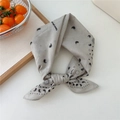 Light gray cotton-linen paisley scarf with heart and star patterns for women - Gray Star Paisley