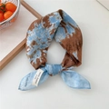Tie-dye cotton bandana in sky blue and caramel marble texture with 100% cotton label - Blue Blend Tie-dye