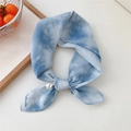 Blue tie-dye cotton square scarf with Lafayette print in soft breathable fabric - Misty Blue Tie-dye