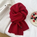 Macro detail of red cable-knit wool scarf texture with soft warm knit patterns - 30x172cm / Red