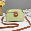 Fashionable light green lychee texture crossbody bag with brown straps and gold hardware - Green and Yellow