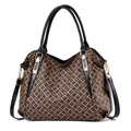 Sac fourre-tout classique à imprimé floral avec anses noires et bandoulière en marron - Style Fleur / Noir