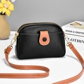 Mini crossbody bag in black and tan leather with double gold zippers and a front pocket - Black Yellow