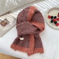 Retro purple and orange thick knit scarf with soft mohair texture and fringe edge - 22*158cm / Orange (Feifei Orange)