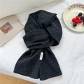 Sciarpa in maglia 100% lana grigio scuro con macchioline bianche stile annodato - Grigio Antracite (4 WOOL Melange Nero)