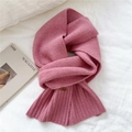 Winter knitted scarf in lotus pink with vertical rib texture and crossover design - 20cmx170cm / Peach Pink