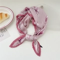 Pleated pink silk scarf for women featuring delicate purple floral patterns and texture - Pink Flower Bud (Pleated 20)