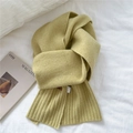 Pale green knitted wool scarf for women featuring premium ribbed texture and leather tag - 20cmx170cm / Lemon Yellow