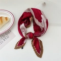 Pleated polyester scarf in red, beige and brown color-blocking pattern for women - Circular Flower Wine Red (Pleated 30)