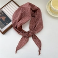 Floral cotton linen headscarf in dark red with small white flowers for hair styling - Clematis Rust Red