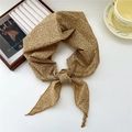 French retro mustard yellow floral skinny scarf tied as a stylish headband or necktie - Clematis Yellow