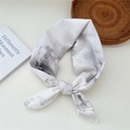 Foulard quadrato in cotone bianco con stampa paesaggio a inchiostro grigio e morbido - 2cotton-Pittura a Inchiostro