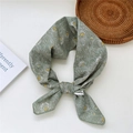 Green cotton linen scarf featuring botanical leaf print and stylish knotted texture - 5cotton-Peacock Feather