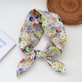 Floral cotton neckerchief with daisy print on white background for styling - 8cotton-Colorful Daisy