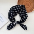 Chic black and white polka dot cotton hair scarf with a stylish bunny ear knot - 13cotton-Small Polka Dot Black
