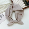 Elegant beige cotton linen neck scarf with brown polka dots for hair or neck styling - Beige Coffee Coin Dot