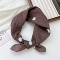 Brown cotton linen headband with white polka dots and stylish knotted bow design - Dark Brown Coin Dot
