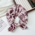 Pink cotton-linen square scarf with red botanical fern print and butterfly pattern - Pink Leaf Butterfly