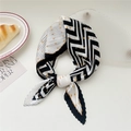 Pleated square scarf with black and white geometric stripes and yellow polka dots - Black with Yellow Dots Stripes