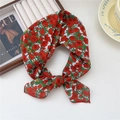 Schicker quadratischer Baumwoll-Leinen-Schal mit rotem Blumenmuster und Knotendesign - 55*55CM / 5B Rote Zauberin