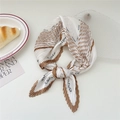 Pleated square scarf featuring cream and brown patchwork with FLOWER lettering - Khaki FLOWER Pattern Border