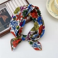 Retro Baumwoll-Leinen Halstuch mit lebendigem Blumendruck und floralem Muster - 55*55CM / 7B Blumige Pracht Oranger Rand