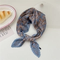 Blue pleated paisley scarf in polyester with vintage pattern for women accessories - Blue Sun Butterfly Paisley