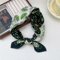 Floral print cotton linen scarf with daisy and bird patterns in a knotted styling - 55*55CM / 16B Vine Butterfly Heart Black