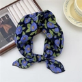 Floral cotton linen hairband in navy blue with vintage camellia pattern and twist design - 55*55CM / 20B Grass Hibiscus Blue